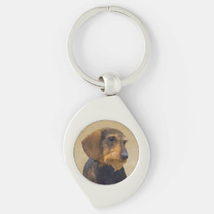 Dachshund (Wirehaired) Painting Original Dog Art Key Ring