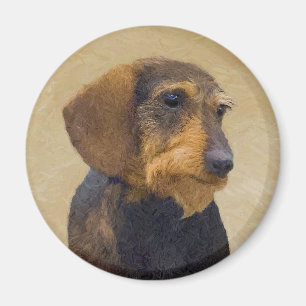 Dachshund (Wirehaired) Painting Original Dog Art Magnet
