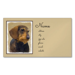 Dachshund (Wirehaired) Painting Original Dog Art Magnetic Business Card