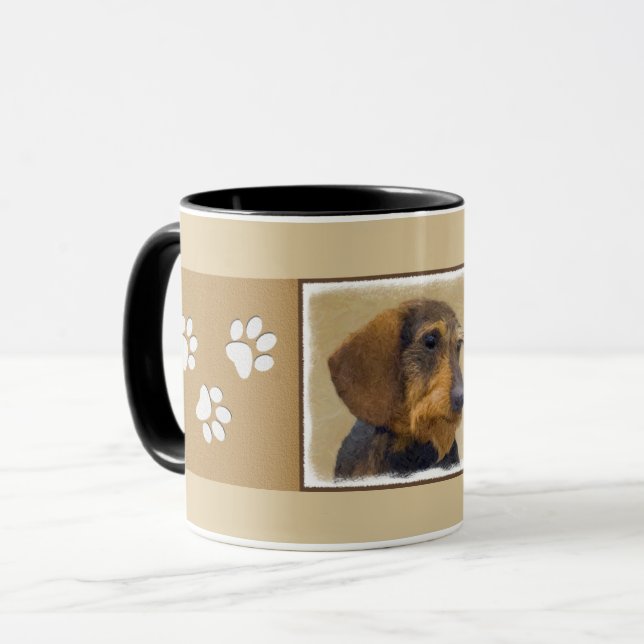 Dachshund (Wirehaired) Painting Original Dog Art Mug (Front Left)