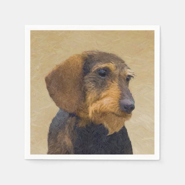 Dachshund (Wirehaired) Painting Original Dog Art Napkin (Front)