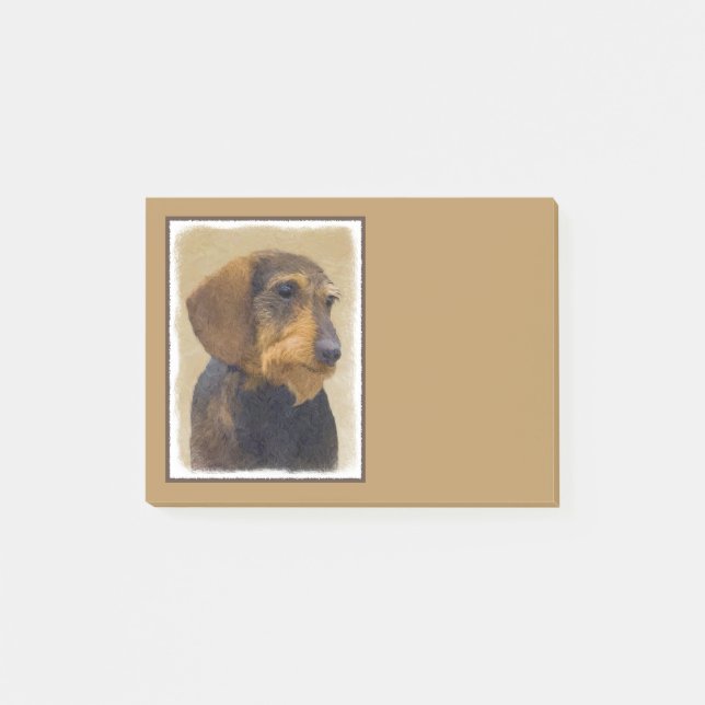 Dachshund (Wirehaired) Painting Original Dog Art Post-it Notes (Front)