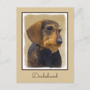 Dachshund (Wirehaired) Painting Original Dog Art Postcard