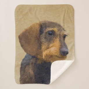 Dachshund (Wirehaired) Painting Original Dog Art Sherpa Blanket