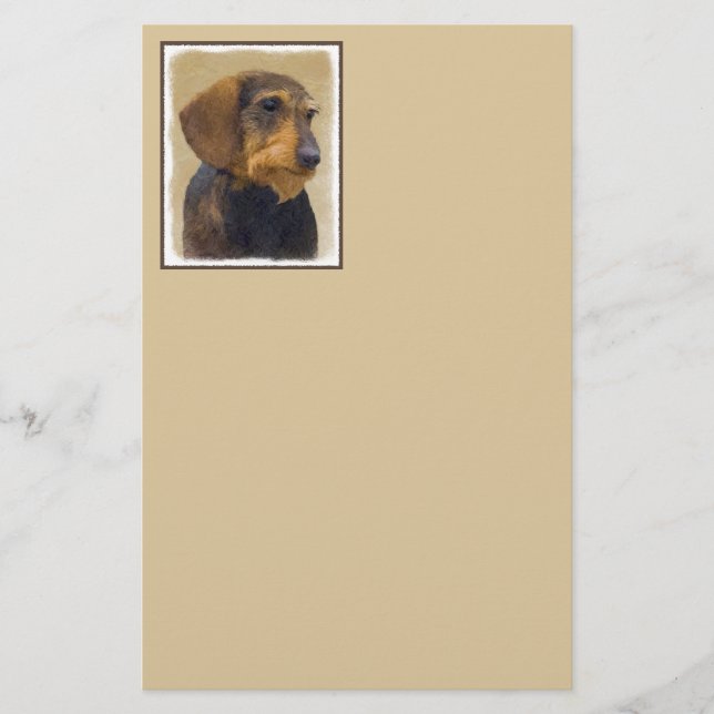 Dachshund (Wirehaired) Painting Original Dog Art Stationery (Front)