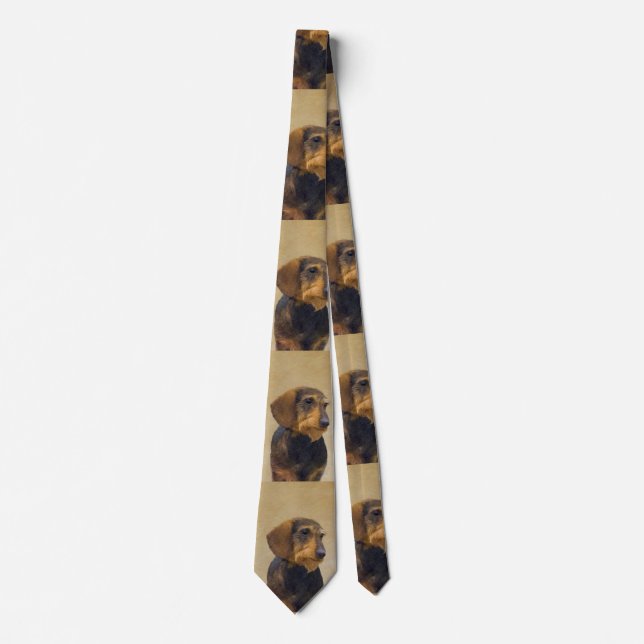 Dachshund (Wirehaired) Painting Original Dog Art Tie (Front)