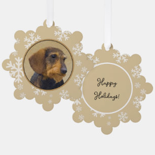 Dachshund (Wirehaired) Painting Original Dog Art Tree Decoration Card