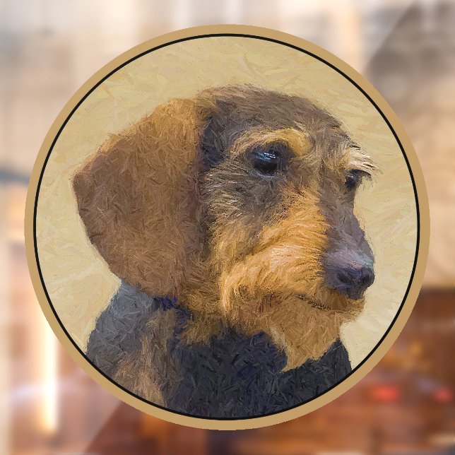 Dachshund (Wirehaired) Painting Original Dog Art Window Cling (Sheet 2)