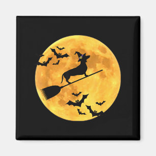 Dachshund Witch Dog Halloween Moon Broomstick Broo Magnet