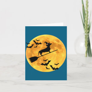 Dachshund Witch Dog Halloween Moon Broomstick Broo Thank You Card