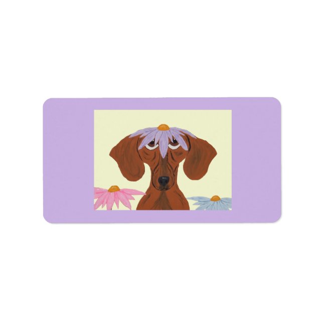 Dachshund with a Flower on its head Label (Front)