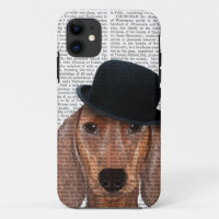 Dachshund with Black Bowler Hat