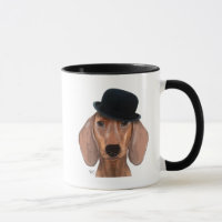Dachshund with Black Bowler Hat