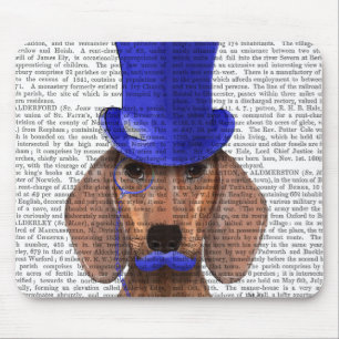 Dachshund With Blue Top Hat and Blue Moustache Mouse Mat