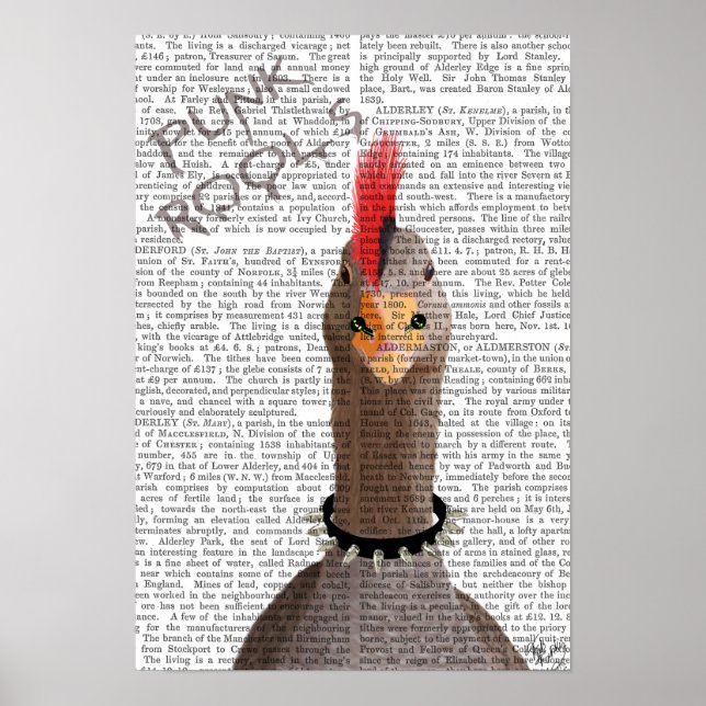 Dachshund With Blue Top Hat and Blue Mustache Poster (Front)