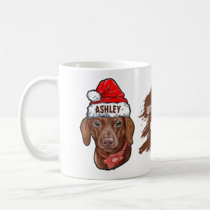 Dachshund with Christmas Hat Holiday Dog Mug