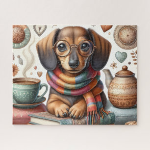 Dachshund With Coffee Jigsaw Puzzle