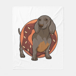 Dachshund with Donut Fleece Blanket