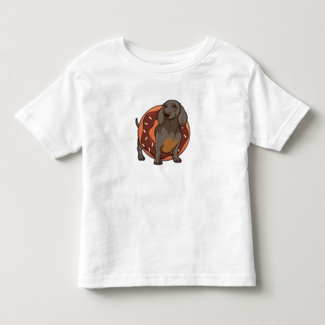 Dachshund with Doughnut Toddler T-Shirt (Front)