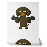 Dachshund with dumbbell fitness training biceps wo
