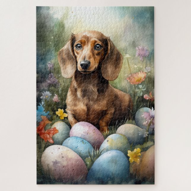 Dachshund with Easter Eggs Jigsaw Puzzle (Vertical)