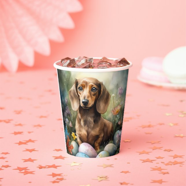 Dachshund with Easter Eggs Paper Cups (Insitu)