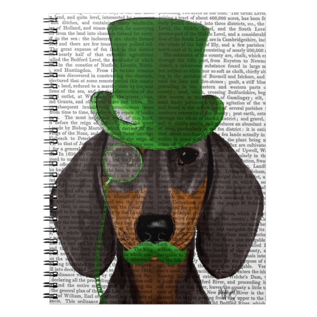 Dachshund with Green Top Hat Black Tan 2 Notebook (Front)