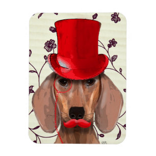 Dachshund With Red Top Hat Magnet