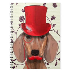 Dachshund With Red Top Hat Notebook