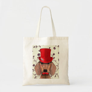Dachshund With Red Top Hat Tote Bag