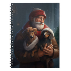 Dachshund With Santa Claus Festive Christmas Notebook