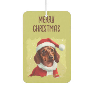 Dachshund With Santa Claus Outfit - Christmas 1 Car Air Freshener