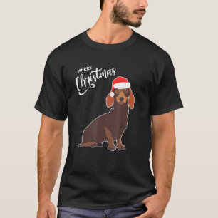 Dachshund With Santa Hat Merry Christmas Dog Xmas T-Shirt