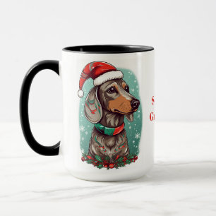 Dachshund with Santa Hat Mug, Dachshund Lover Mug