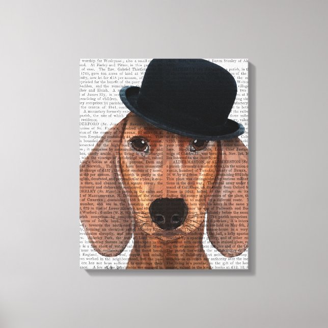 Dachshund with Steampunk Bowler Hat Canvas Print (Front)