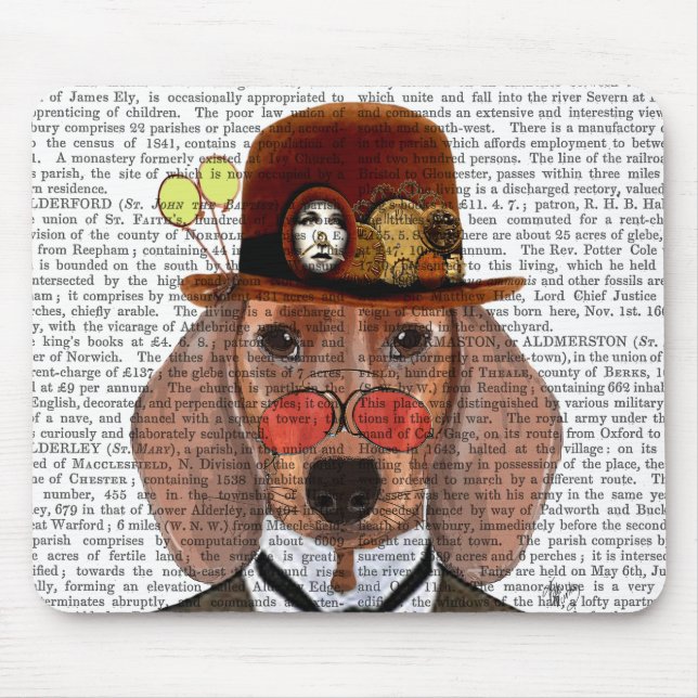Dachshund with Steampunk Bowler Hat Mouse Mat (Front)
