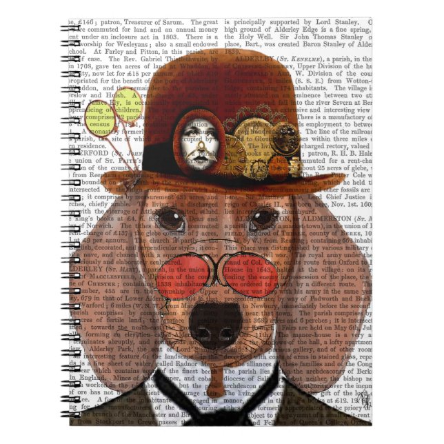 Dachshund with Steampunk Bowler Hat Notebook (Front)