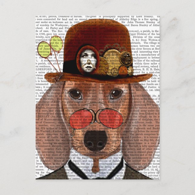 Dachshund with Steampunk Bowler Hat Postcard (Front)