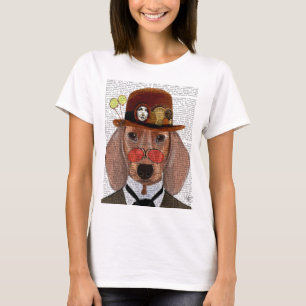 Dachshund with Steampunk Bowler Hat T-Shirt