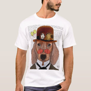 Dachshund with Steampunk Bowler Hat T-Shirt