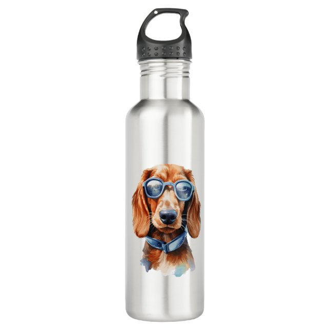 Dachshund with Sunglasses  710 Ml Water Bottle (Front)