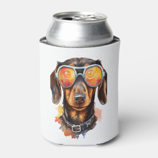 Dachshund with Sunglasses  Can Cooler (Can Front)