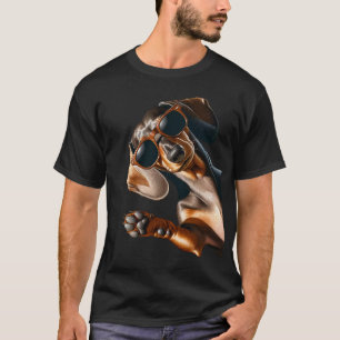 Dachshund With Sunglasses Funny Say Hi T-Shirt