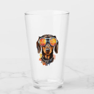 Dachshund with Sunglasses  Glass