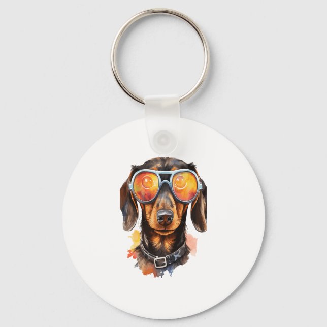 Dachshund with Sunglasses  Key Ring (Front)