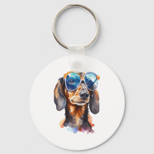 Dachshund with Sunglasses  Key Ring
