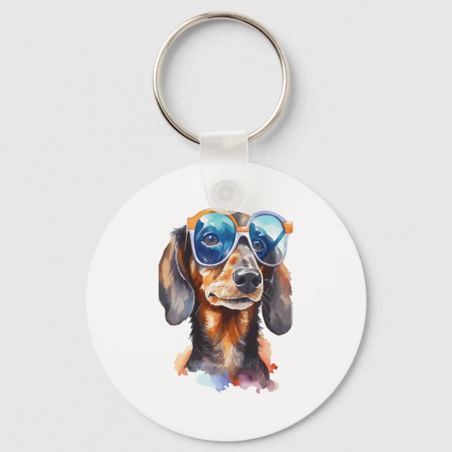 Dachshund with Sunglasses  Key Ring (Front)