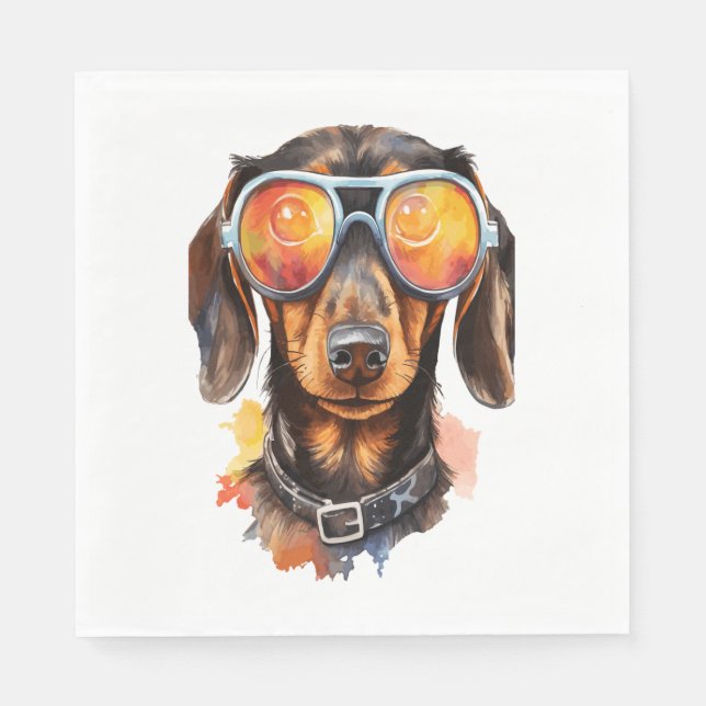Dachshund with Sunglasses  Napkin (Front)