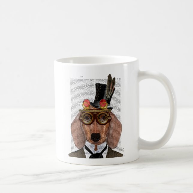 Dachshund with Top Hat and Goggles Coffee Mug (Right)