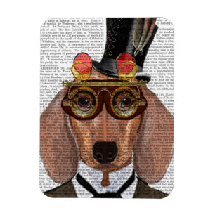 Dachshund with Top Hat and Goggles Magnet